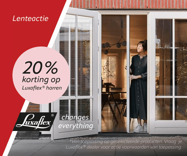Horren actie Luxaflex bij Van den Berg INTERIEUR in IJsselmuiden, Kampen en Zwolle